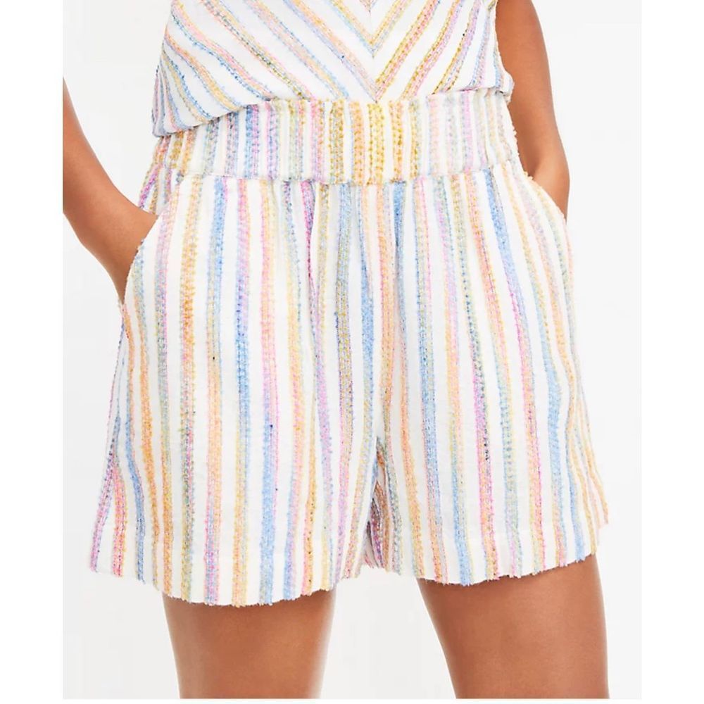 Lou & Grey Loft Rainbow Stripe Shorts Pensive Blue Size Small